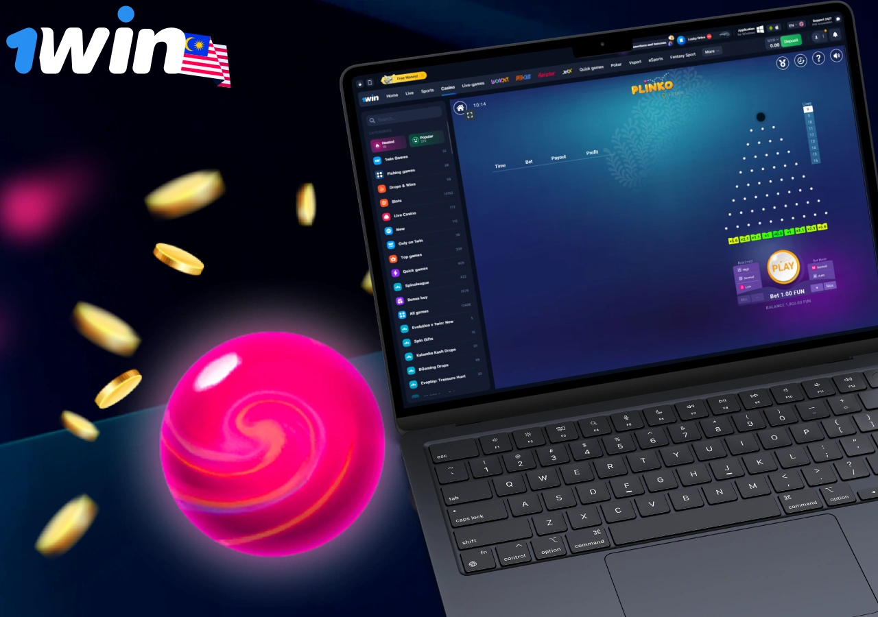 Demo version of Plinko with simulated gameplay for free practice