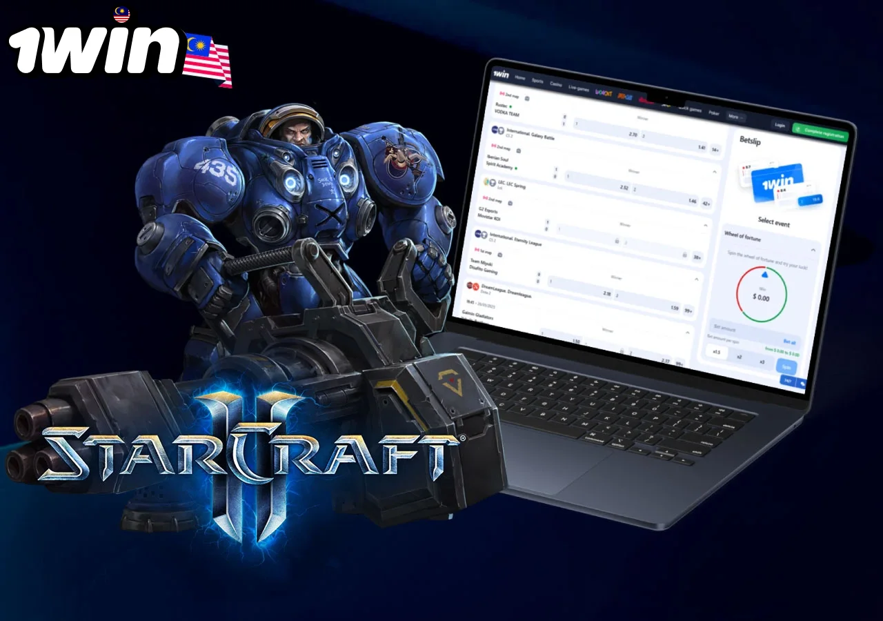 Real-time StarCraft II tournament odds and betting markets available at 1win sportsbook